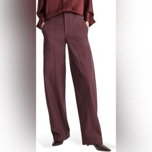 Vince Cotton Wool Utility Pants Burgundy Size 8 High‎ Rise Wide Leg